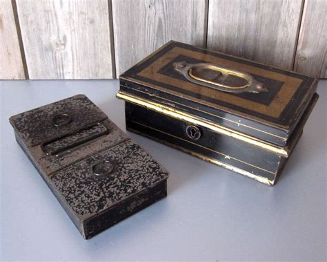 vintage metal tin money box with wood handle|Antique Cash Boxes for sale .